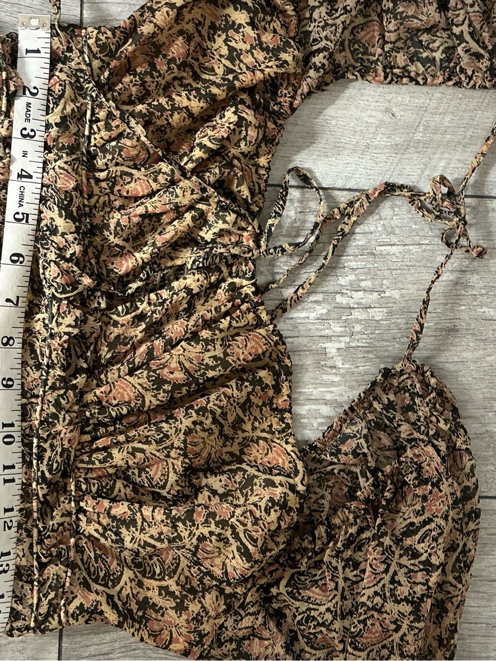Free People Floral Midi Dress Open Back Balloon Sleeve Western Boho Prairie L - Picture 8 of 11